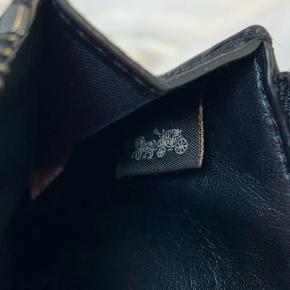 Coach Black Leather Zip Card Case Wallet - Picture 5 of 12